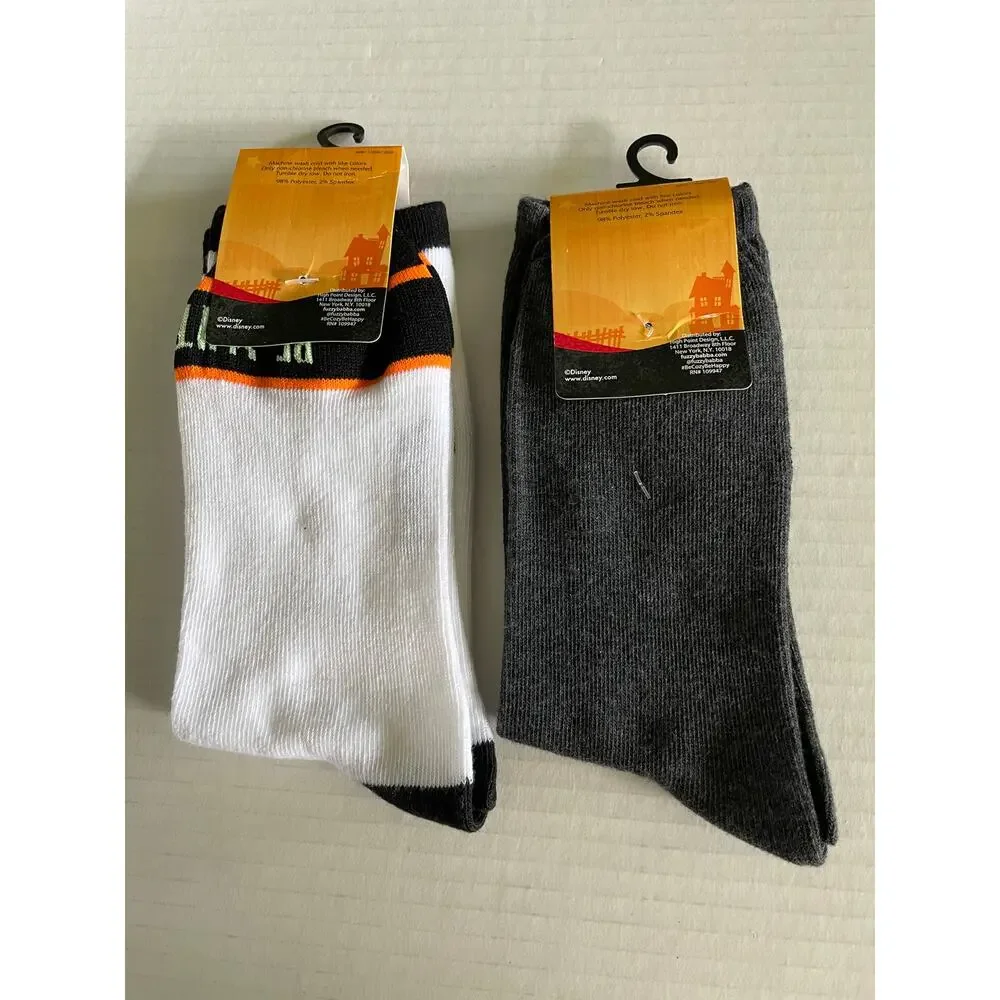 2 PAIR DISNEY GLOWIN DARK HALLOWEEN SOCKS NEW